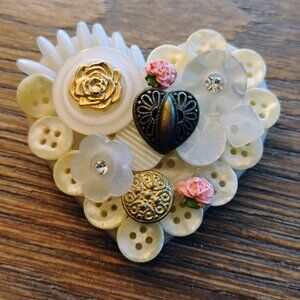 Vintage Hallmark Heart Shaped Button Pin